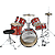 Percussion Plus 5-piece Junior Drum Set w/Hi-hat - Red