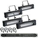American DJ MEGA-FLASH-PAK - 4-Pak (MEGA FLASH Strobelights/S-4ADMX Controllers/MC-10 XLR 10' Cables)