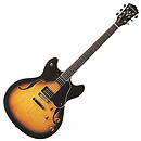 Washburn HB30 Hollow-Body Electric Guitar - Tobacco Sunburst - with case