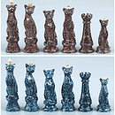 Fame Faux Marble Cats 4" Chessmen