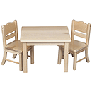 GuideCraft Doll Table and Chair Set - Natural