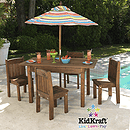 KidKraft Table & Stacking Chairs w/ striped umbrella