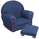 KidKraft Upholstered Rocker & Ottoman - Denim