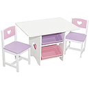 KidKraft Heart Table & Chair Set with Pastel Bins