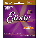 Elixir Acoustic Phosphor Bronze Guitar Strings with Ultra-Thin Nanoweb Coating - Light-Medium