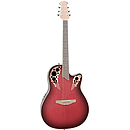 Applause AE128 Acoustic-Electric Super-Shallow Bowl Guitar, Ruby Red