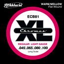 D'Addario ECB81 Chrome Flat Wound Electric Bass Strings - Regular Light