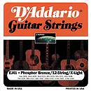 D'Addario EJ41 12-string Acoustic Guitar Strings - Phosphor Bronze Round Wound, Extra Light, 3 Sets