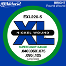 D'Addario EXL2205 Nickel Round Wound Electric 5-String Bass Strings - Super Light Gauge