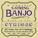 D'Addario J57 5-String Banjo Custom Medium Banjo Strings - 3 Sets