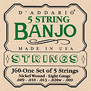 D'Addario J60 5-string Banjo Strings - Light, 3 Sets
