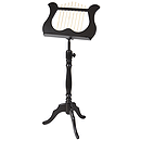 Stageline European Crafted Music Stand - Black, Wood Post, Lyre-style Desk
