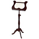 Stageline European Crafted Music Stand - Mahogany, Wood Post, Lyre-style Desk