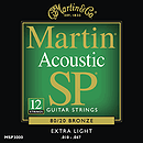 Martin SP 3000 Acoustic Guitar Strings - 80/20 Bronze Wound, Extra Light, 3 Sets