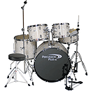 Percussion Plus PP3800 Deluxe 5-Piece Drum Set w/Throne - White Pearl (cymbals not included)