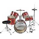 Percussion Plus 5-piece Junior Drum Set w/Hi-hat - Red