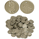 Nickled Brass Coins, Medium, 25mm,100 Ct