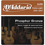 D'Addario Phosphor Bronze Acoustic Guitar Strings - Extra Light, Environmental Packaging - 3 sets of strings