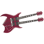 B.C. Rich Doubleneck Bich Electric Guitar, Trans Red w/ Ebony Stringers