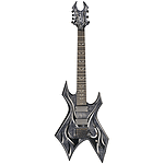 B.C. Rich Kerry King Wartribe 7 Warlock Electric Guitar, Trans Black with Tribal Fire Graphic