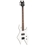 B.C. Rich Revenge Warlock 4 String Electric Bass Guitar, White with Black Binding