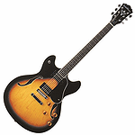 Washburn HB30 Hollow-Body Electric Guitar - Tobacco Sunburst - with case