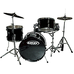Excel 404 Series 4 Piece Drum Set, Black