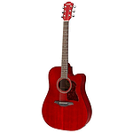 Hohner Chorus Series CD65CE Acoustic-Electric Guitar, Transparent Wine Red