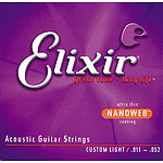 Elixir Acoustic Guitar Strings with Ultra-Thin Nanoweb Coating - Custom Light