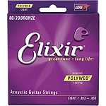 Elixir Acoustic Guitar Strings with Original Polyweb Coating - Light