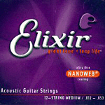 Elixir Acoustic Guitar Strings with Ultra-Thin Nanoweb Coating - 12 String Medium