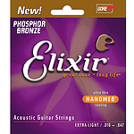 Elixir Acoustic Phosphor Bronze Guitar Strings with Ultra-Thin Nanoweb Coating