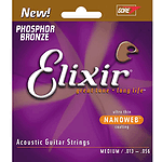 Elixir Acoustic Phosphor Bronze Guitar Strings with Ultra-Thin Nanoweb Coating - Medium