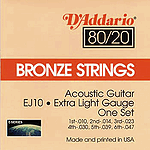 D'Addario 80/20 Bronze Acoustic Guitar Strings - Light, Environmental Packaging - 3 sets of strings