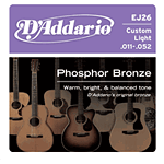 D'Addario EJ26 Phosphor Bronze Acoustic Guitar Strings - Custom Light - 3 sets of strings
