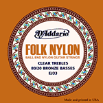 D'Addario EJ33 Folk Nylon Guitar Strings - Normal Tension - 3 Sets