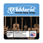D'Addario Phosphor Bronze Acoustic Guitar Strings - 12-string Light - 3 sets of strings