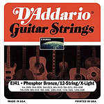 D'Addario Phosphor Bronze Acoustic Guitar Strings - 12-string Extra Light - 3 sets of strings