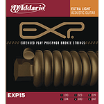 D'Addario EXP15 Acoustic Guitar Strings - Coated Phosphor Bronze, Extra Light, 3 Sets