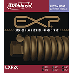 D'Addario EXP26 Acoustic Guitar Strings - Coated Phosphor Bronze, Custom Light, 3 Sets