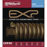 D'Addario EXP38 12-string Acoustic Guitar Strings - Coated Phosphor Bronze, Light, 3 Sets