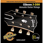 Gibson J-200 Acoustic Guitar Strings - Phosphor Bronze, Ultra Light, 3 Sets