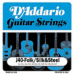 D'Addario J40 Silk & Steel Folk Acoustic Guitar Strings - Silverplated, 3 Sets