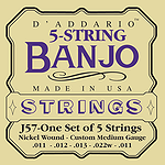 D'Addario J57 5-String Banjo Custom Medium Banjo Strings - 3 Sets