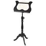 Stageline European Crafted Music Stand - Black, Wood Post, Lyre-style Desk
