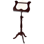 Stageline European Crafted Music Stand - Mahogany, Wood Post, Lyre-style Desk