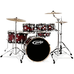 Pacific Drums X7 7-Piece Maple Shell Pack -  Red to Black Sparkle Burst