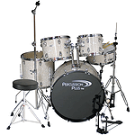 Percussion Plus PP3800 Deluxe 5-Piece Drum Set w/Throne - White Pearl (cymbals not included)
