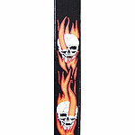 LM Products PS Slider Designer Guitar Strap - Flaming Skulls Design