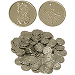 Nickled Brass Coins, Medium, 25mm,100 Ct